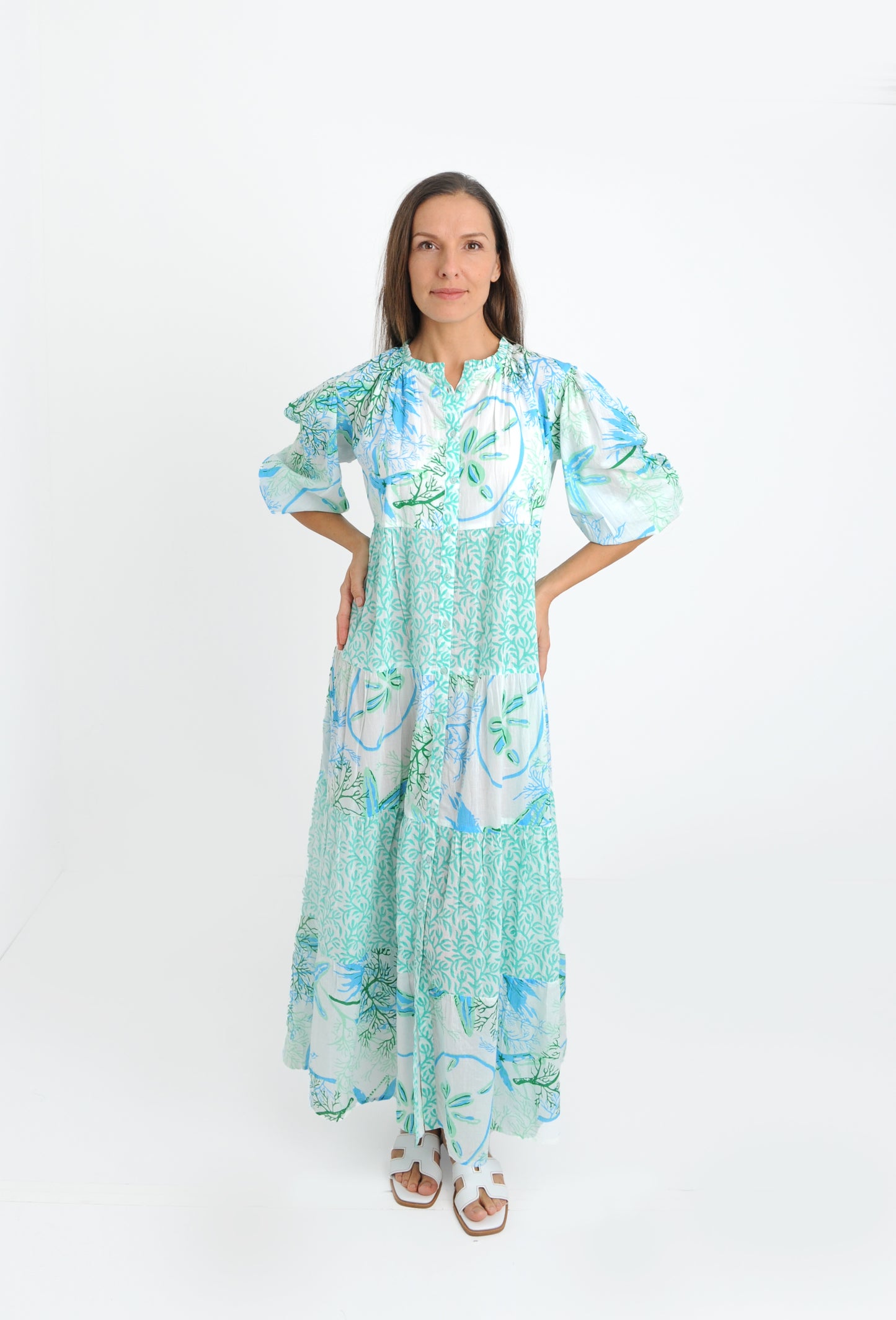 Nautilus Aqua Maxi Dress NOW ON SALE