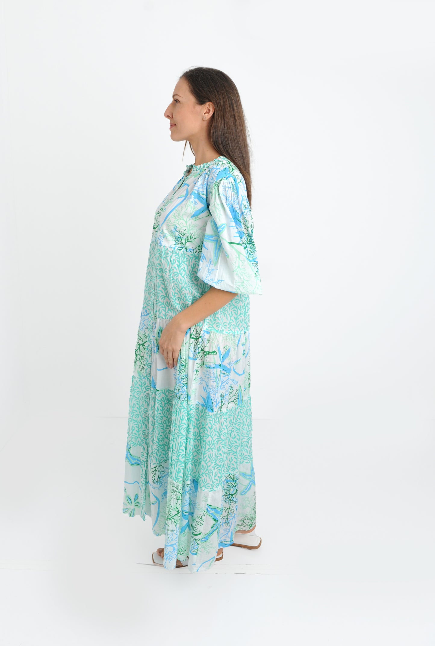 Nautilus Aqua Maxi Dress NOW ON SALE