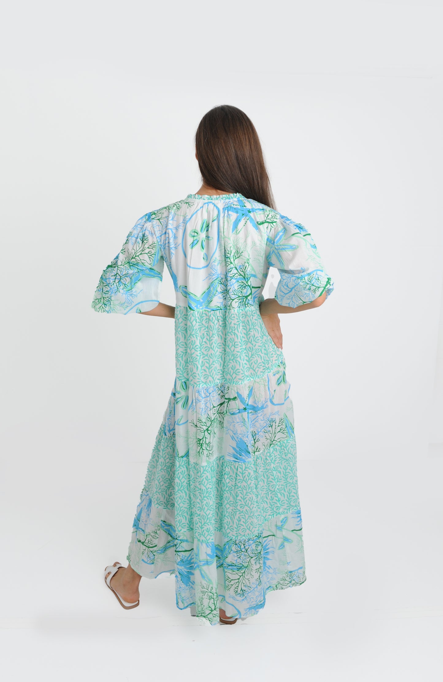 Nautilus Aqua Maxi Dress NOW ON SALE