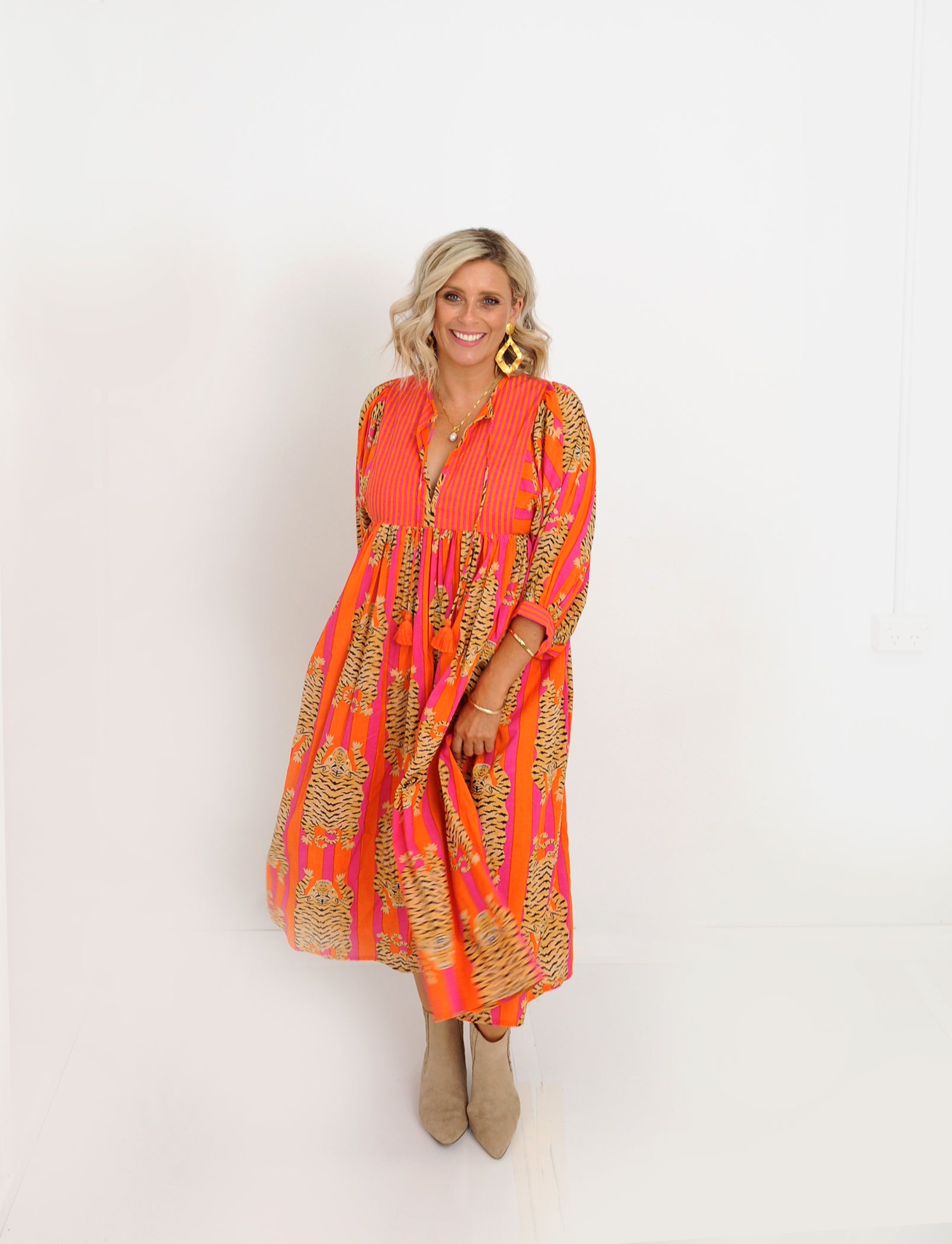 orange tiger dress Girls: At This Time Orange Tiger Print Dress, (12/14) - The Mint Julep Boutique