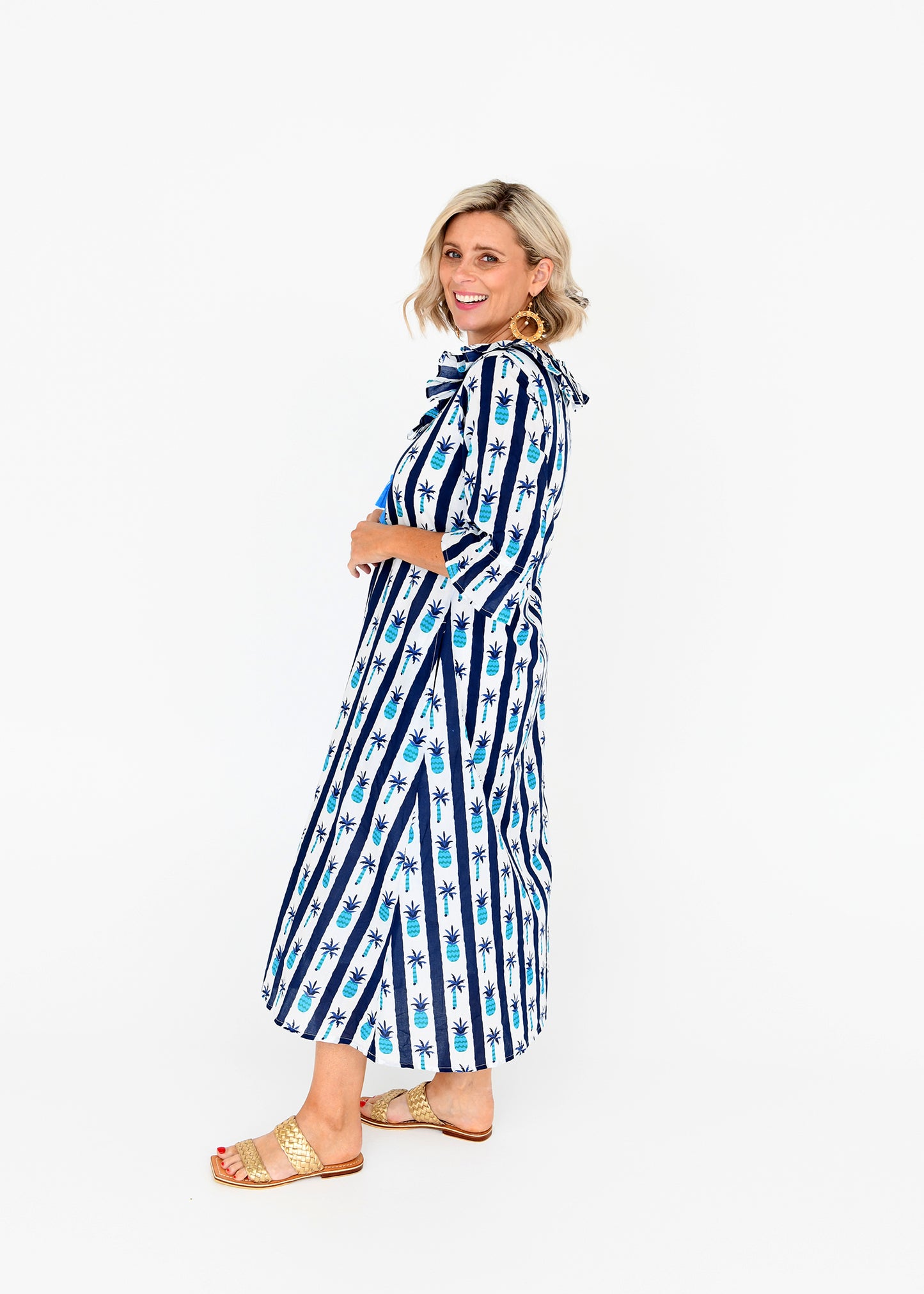 LUNA PALM BLUE DRESS