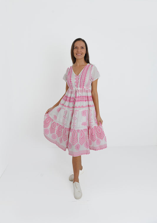 Rhodes Pink Midi Dress