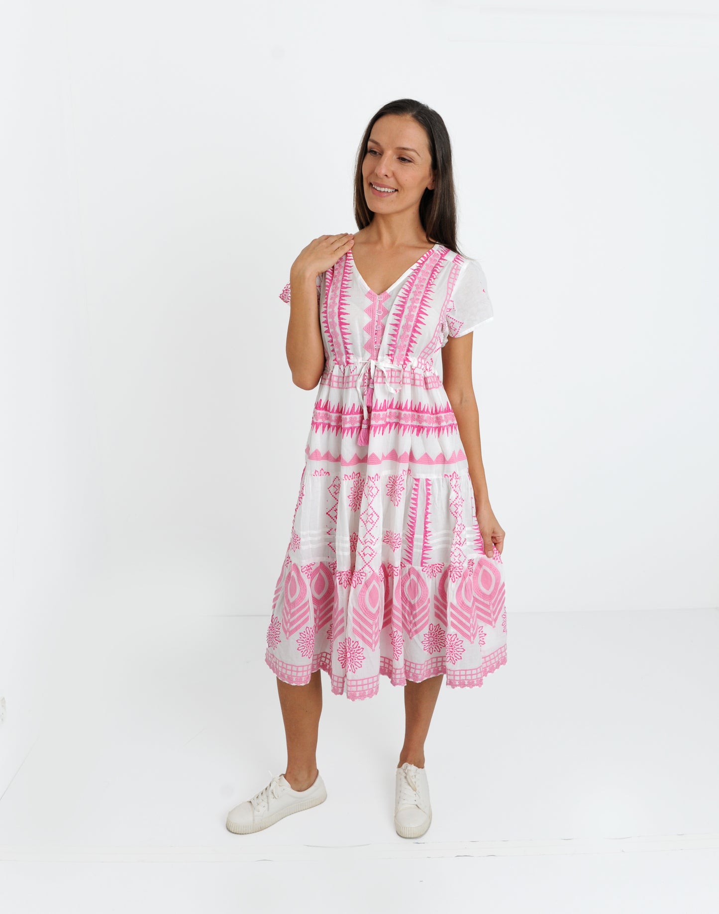 Rhodes Pink Midi Dress