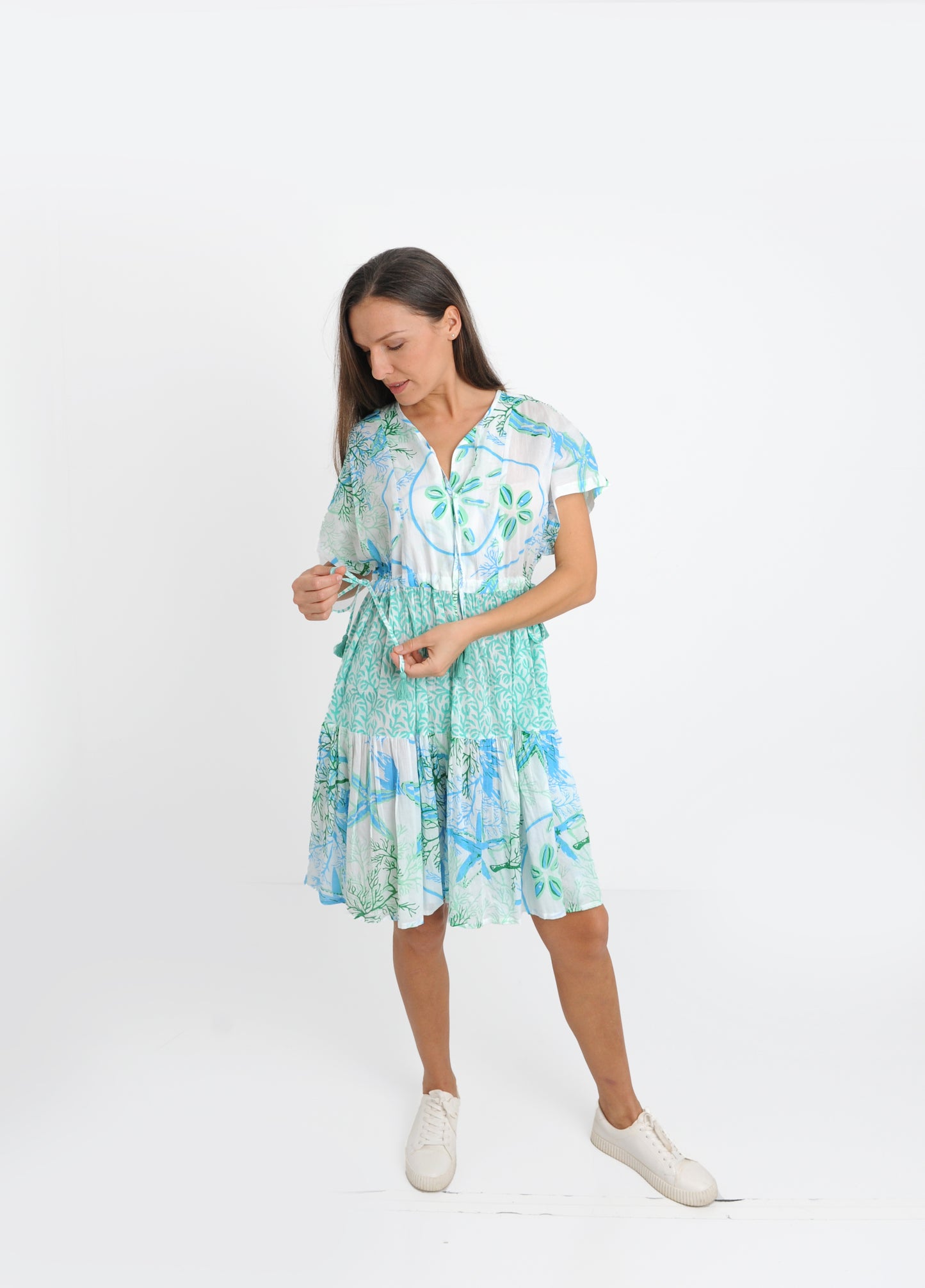 Nautilus Aqua Tie Dress