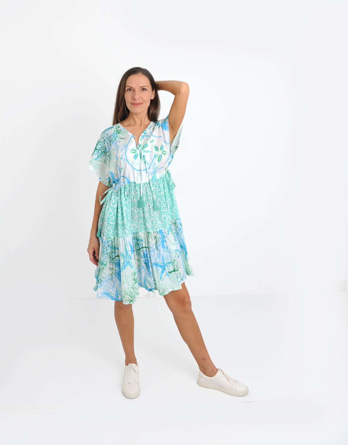 Nautilus Aqua Tie Dress