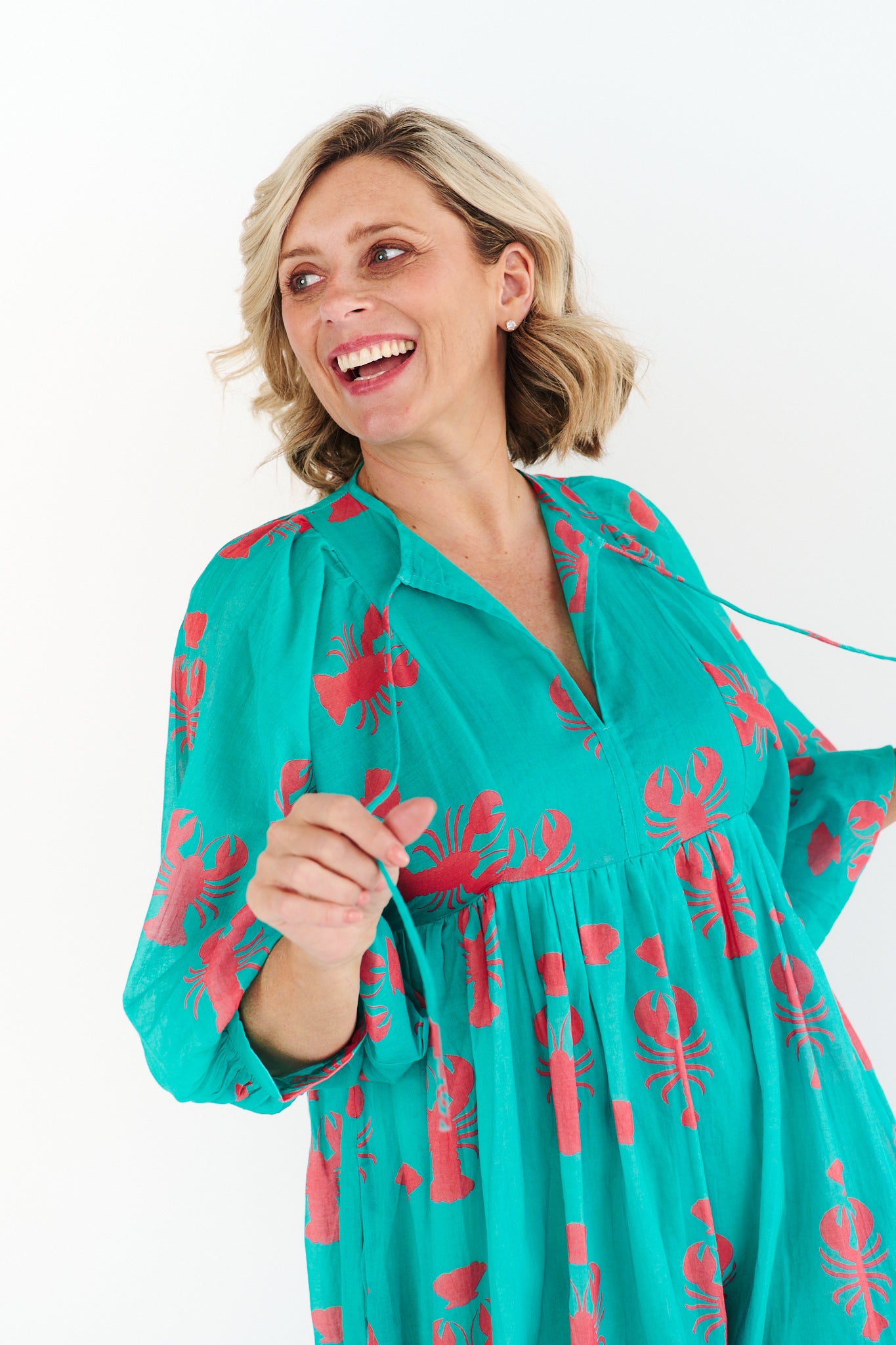 LOBSTER TEAL MIDI DRESS