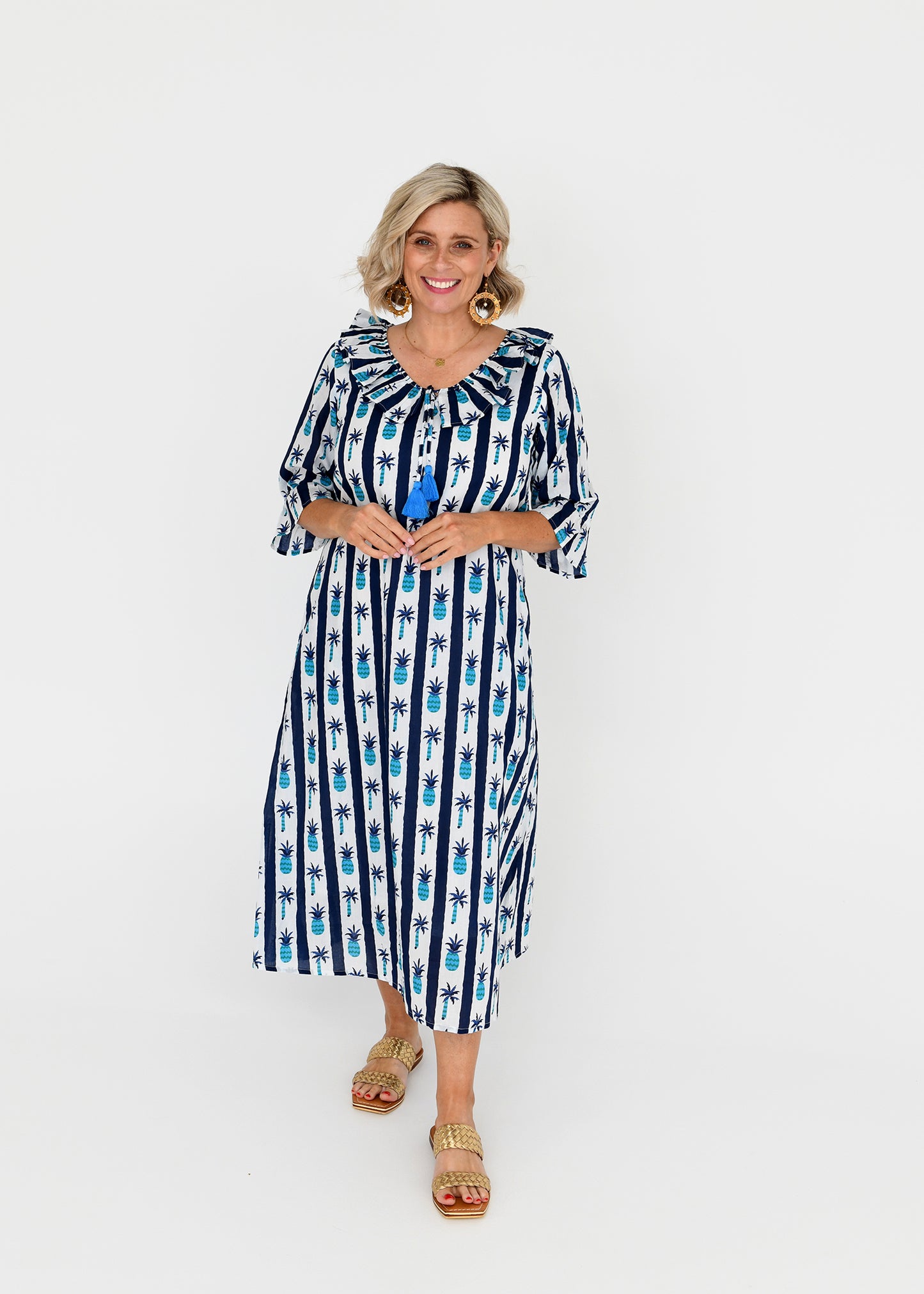 LUNA PALM BLUE DRESS