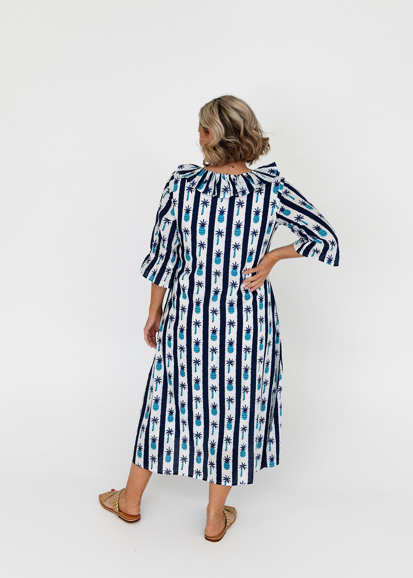 LUNA PALM BLUE DRESS